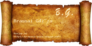 Brassai Géza névjegykártya